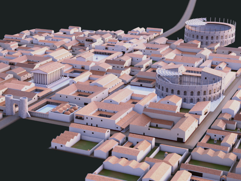 Immagine della ricostruzione in CGI di Pollentia
